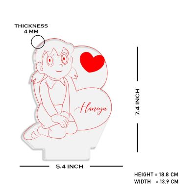 3D Illusion Suzuka Cartoon Night Lamp with Multicolored Light  Customized with Name Best Gift for Children Girls Boys Gift for Cartoon Lover Wooden Base